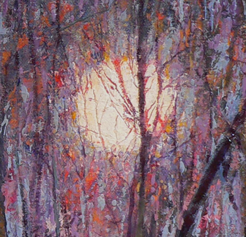 Moonset 214 detail, oil painting by Roger Vincent Jasaitis, RVJart.com, Copyright 2014 Roger Vincent Jasaitis