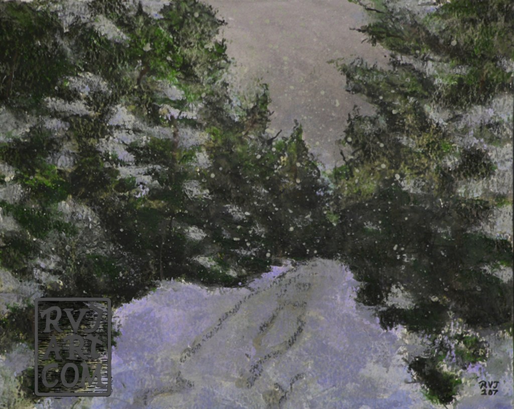 Snowy Trail, oil painting by Roger Vincent Jasaitis, RVJart.com Snowy Trail, oil painting by Roger Vincent Jasaitis, RVJart.com