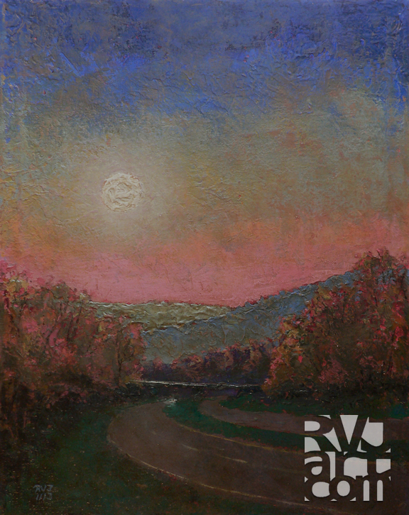 Moonrise 91, oil painting by Roger Vincent Jasaitis, copyright 2013, RVJart.com