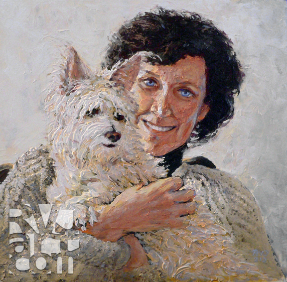 Nancy & Tinker,  oil painting by Roger Vincent Jasaitis, copyright 2013, RVJart.com