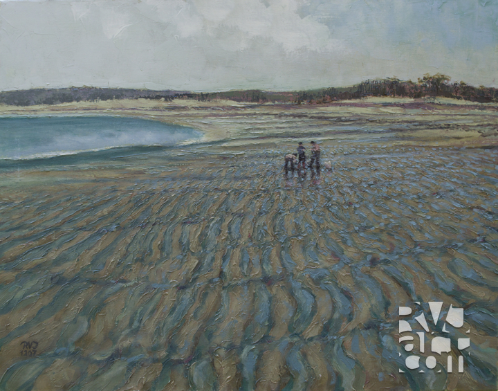 The Beachcombers ,oil painting by Roger Vincent Jasaitis, copyright 2007, RVJart.com