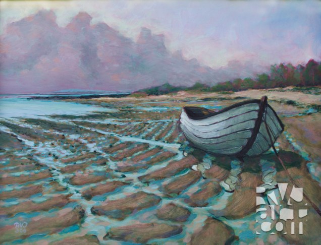 Casco Bay Fog Bank, oil painting by Roger Vincent Jasaitis, copyright 2008, RVJart.com