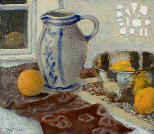 Great grandmother Yocum's pitcher, oil painting by Roger Vincent Jasaitis, copyright 2001, RVJart.com
