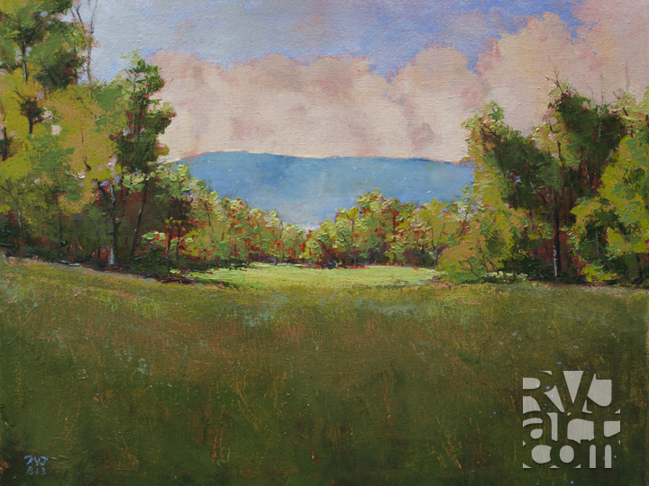 "psalm 180, West River Hayfield", oil painting by Roger Vincent Jasaitis, copyright, all rights reserved,  RVJart.com