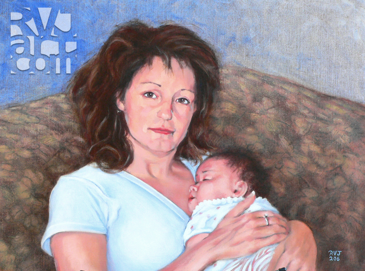 Tina and Sophia, oil painting by Roger Vincent Jasaitis, copyright 2006, RVJart.com
