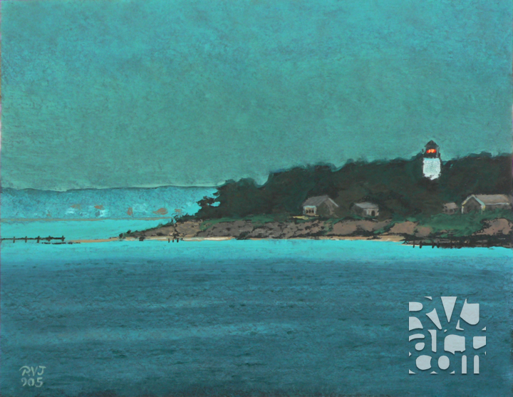 West Chop Light, oil painting by Roger Vincent Jasaitis, copyright 2005, RVJart.com