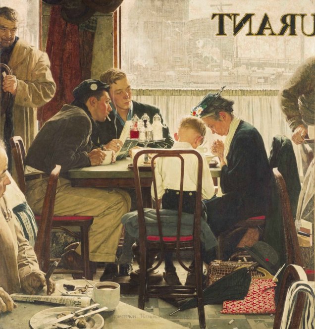 Saying Grace, painting by Norman Rockwell