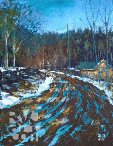 Crane Mtn Road, Early Spring", original oil painting by Roger Vincent Jasaitis, RVJart.com, Copyright 2015