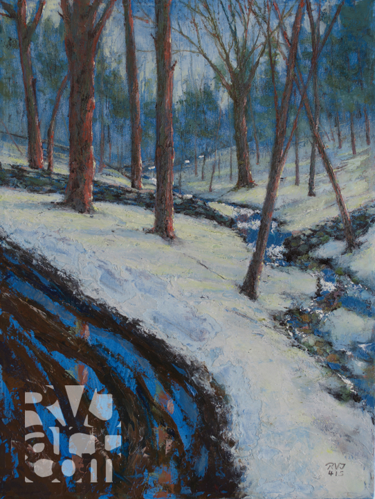 psalm 190 Misty Brook, original oil painting by Roger Vincent Jasaitis, RVJart.com, Copyright 2015