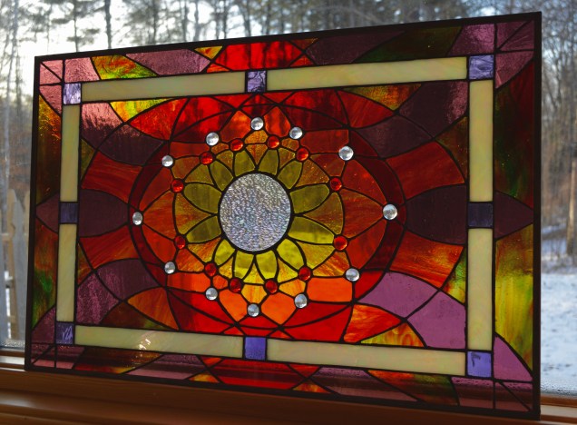 "Solstice Sun" Stained Glass Design Copyright 2015 Roger Vincent Jasaitis, RVJart.com